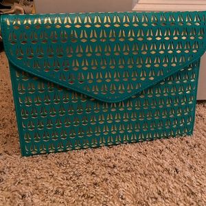 Envelope clutch - emerald green & gold